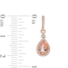 Pear-Shaped Morganite and 0.145 CT. T.W. Diamond Frame Tri-Top Teardrop Earrings in 10K Rose Gold