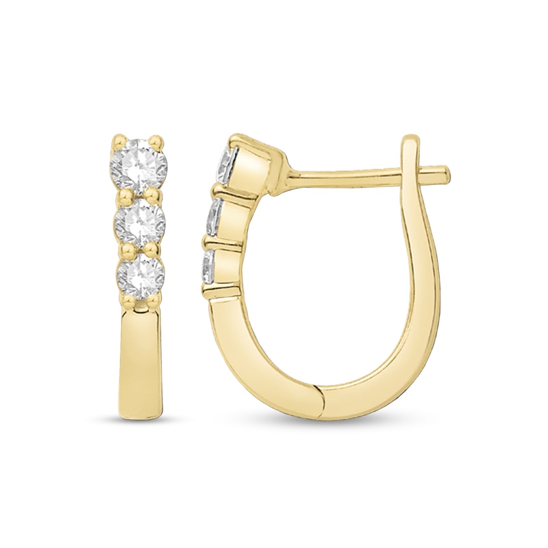 0.29 CT. T.W. Diamond Trio Huggie Hoop Earrings in 10K Gold|Peoples Jewellers