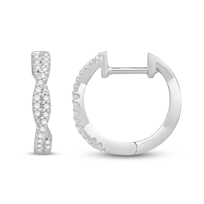 Main Image 1 of 0.45 CT. T.W. Diamond Twist Hoop Earrings in 10K White Gold
