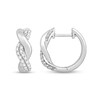Thumbnail Image 1 of 0.29 CT. T.W. Diamond Twist Hoop Earrings in Sterling Silver