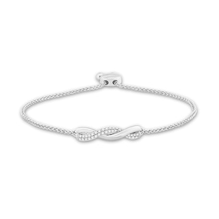 0.29 CT. T.W. Diamond Twist Bolo Bracelet in Sterling Silver – 9.5"