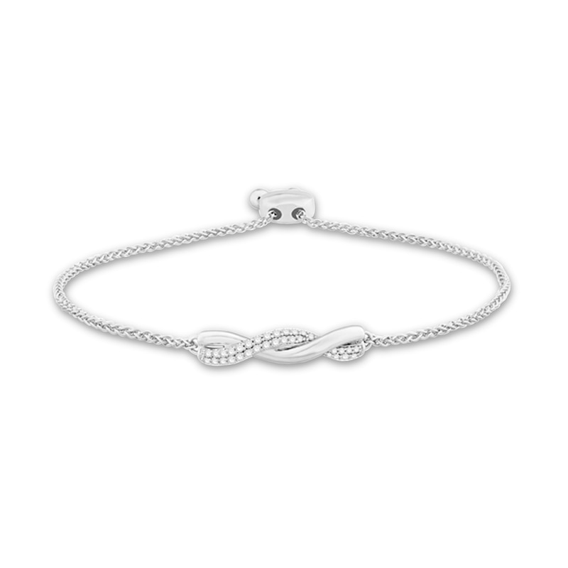 0.29 CT. T.W. Diamond Twist Bolo Bracelet in Sterling Silver – 9.5"