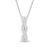 Thumbnail Image 0 of 0.29 CT. T.W. Diamond Twist Double Row Pendant in 10K White Gold – 19"