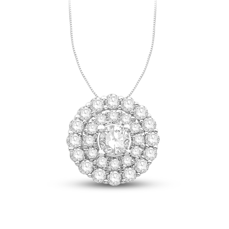 0.45 CT. T.W. Diamond Double Frame Pendant in 14K White Gold – 19"|Peoples Jewellers