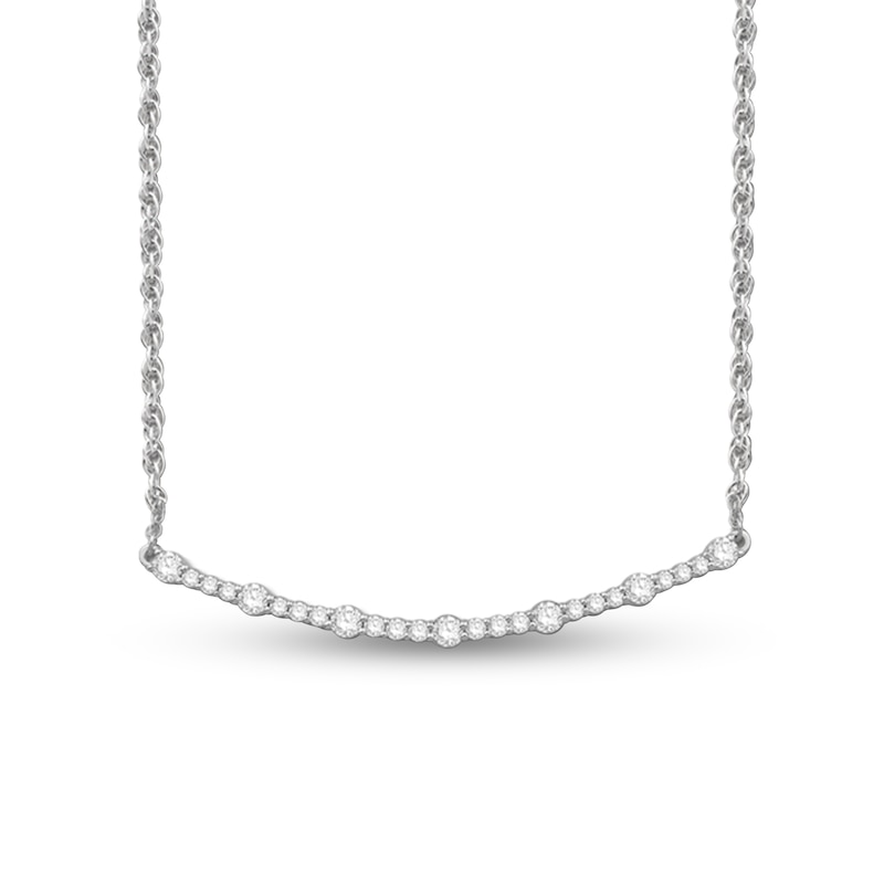 1.18 CT. T.W. Diamond Curved Bar Necklace in 14K White Gold