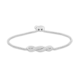 0.37 CT. T.W. Diamond Twist Double Row Bolo Bracelet in 10K White Gold – 9.5"