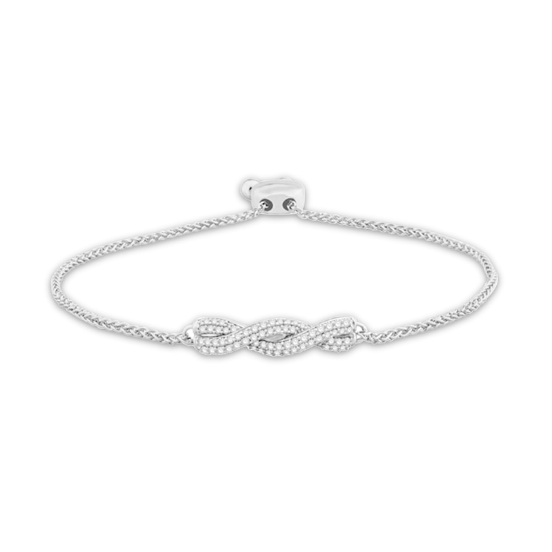 0.37 CT. T.W. Diamond Twist Double Row Bolo Bracelet in 10K White Gold – 9.5"|Peoples Jewellers