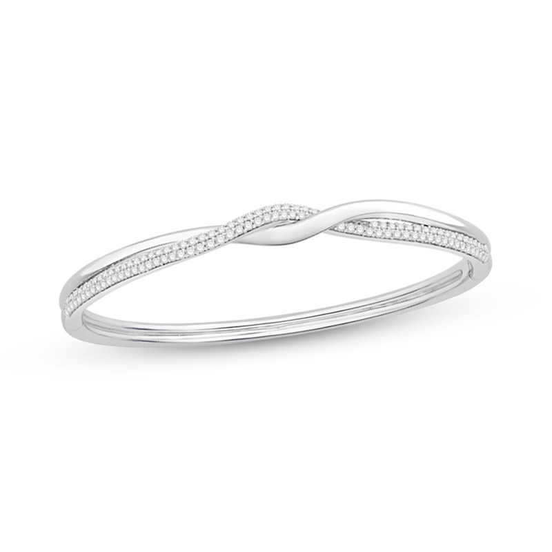 0.95 CT. T.W. Diamond Twist Bangle in Sterling Silver|Peoples Jewellers