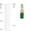 Emerald-Cut Emerald and Diamond Accent Twist Drop Earrings in 14K Gold