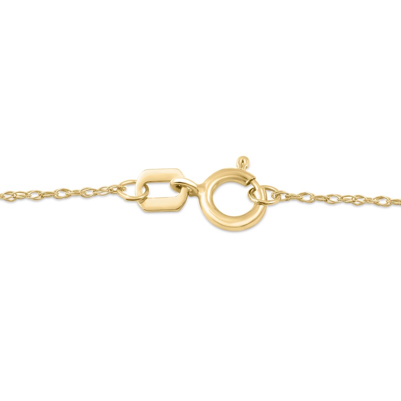 Main Image 4 of Emerald-Cut Emerald and Diamond Accent Twist Drop Pendant in 14K Gold