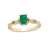 Thumbnail Image 0 of Emerald-Cut Emerald and 0.05 CT. T.W. Diamond Twist Shank Ring in 14K Gold