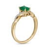 Thumbnail Image 2 of Emerald-Cut Emerald and 0.05 CT. T.W. Diamond Twist Shank Ring in 14K Gold