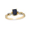 Thumbnail Image 0 of Emerald-Cut Blue Sapphire and 0.05 CT. T.W. Diamond Twist Shank Ring in 14K Gold