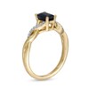 Thumbnail Image 2 of Emerald-Cut Blue Sapphire and 0.05 CT. T.W. Diamond Twist Shank Ring in 14K Gold