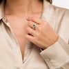 Thumbnail Image 2 of Emerald-Cut Emerald and 0.20 CT. T.W. Baguette and Round Diamond Frame Alternating Shank Ring in 14K White Gold