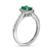 Thumbnail Image 2 of Emerald-Cut Emerald and 0.20 CT. T.W. Baguette and Round Diamond Frame Alternating Shank Ring in 14K White Gold