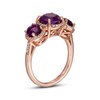 Thumbnail Image 2 of Amethyst and 0.20 CT. T.W. Diamond Frame Three Stone Ring in 14K Rose Gold