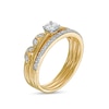 Thumbnail Image 2 of 0.37 CT. T.W. Diamond Alternating Leaf Three Piece Bridal Set in 10K Gold (J/I3)
