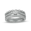 Thumbnail Image 0 of 0.45 CT. T.W. Diamond Vintage-Style Three Piece Bridal Set in 10K White Gold (J/I3)