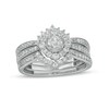 Thumbnail Image 0 of 0.69 CT. T.W. Diamond Frame Chevron Three Piece Bridal Set in 10K White Gold (J/I3)