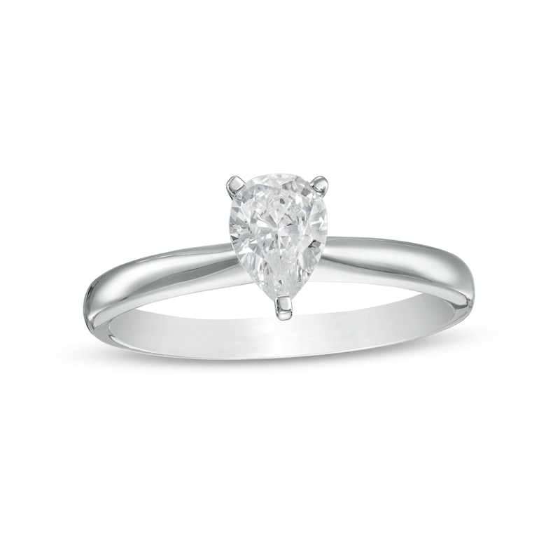 0.50 CT. Certified Pear-Shaped Lab-Created Diamond Solitaire Engagement Ring in 14K White Gold (F/SI2)