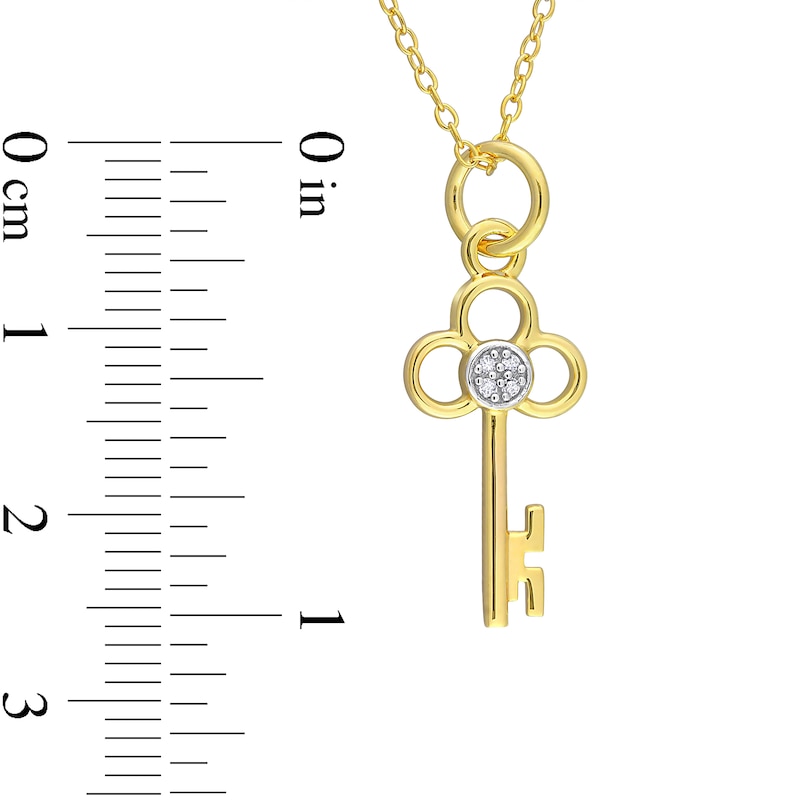 Diamond Accent Key Pendant in Sterling Silver with Yellow Rhodium