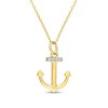 Diamond Accent Anchor Pendant in Sterling Silver with Yellow Rhodium