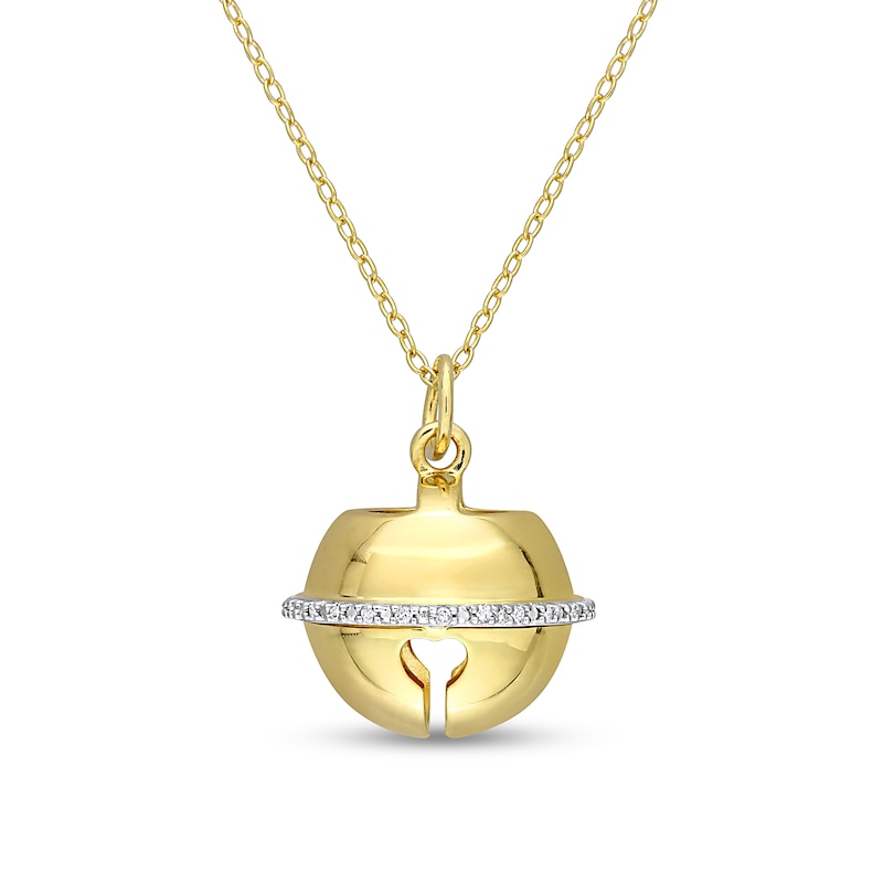 0.07 CT. T.W. Diamond Bell Pendant in Sterling Silver with Yellow Rhodium