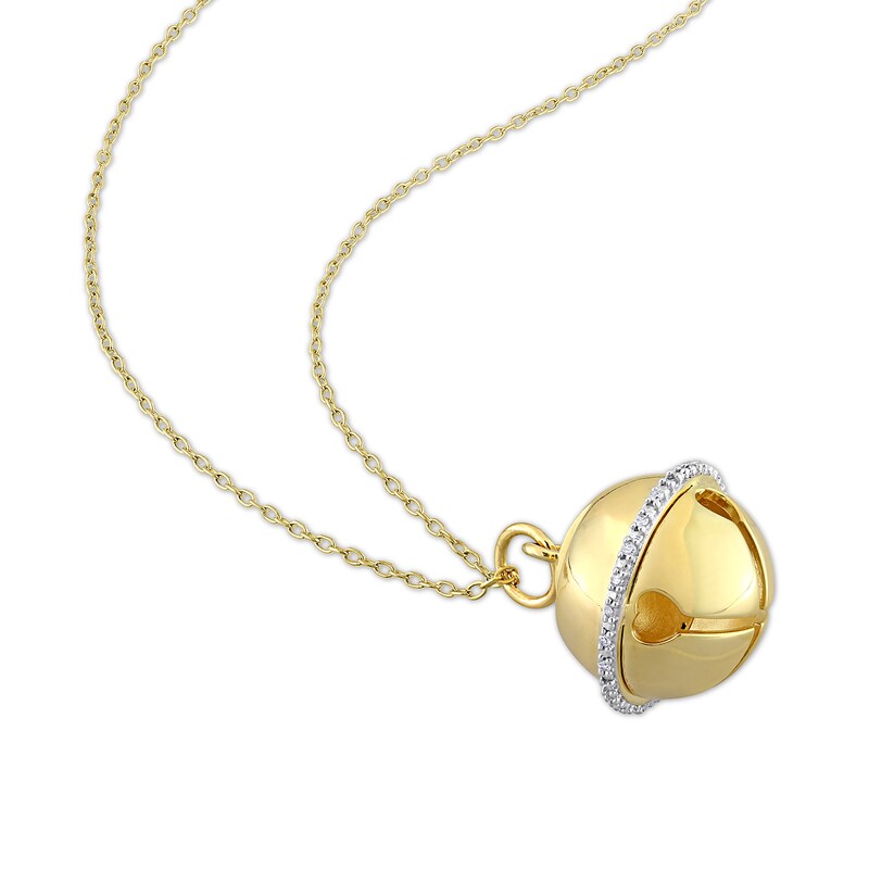 Main Image 3 of 0.07 CT. T.W. Diamond Bell Pendant in Sterling Silver with Yellow Rhodium
