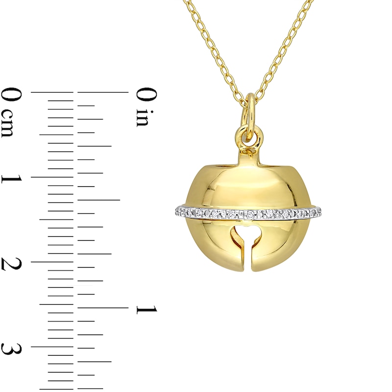 Main Image 4 of 0.07 CT. T.W. Diamond Bell Pendant in Sterling Silver with Yellow Rhodium