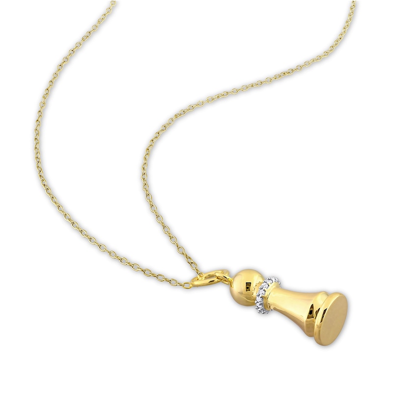 Main Image 3 of 0.07 CT. T.W. Diamond Pawn Pendant in Sterling Silver with Yellow Rhodium