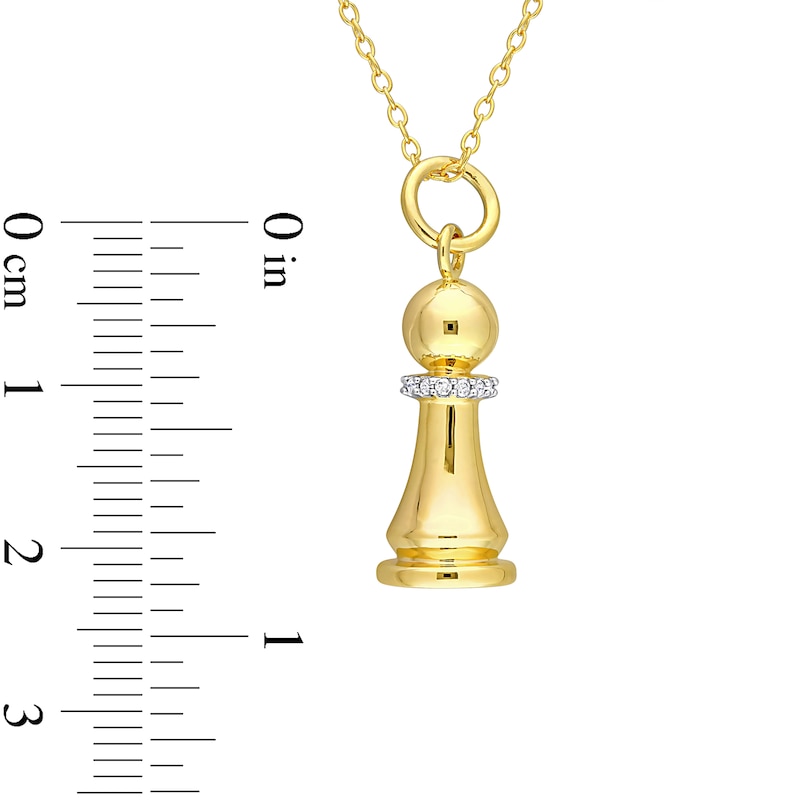 Main Image 4 of 0.07 CT. T.W. Diamond Pawn Pendant in Sterling Silver with Yellow Rhodium