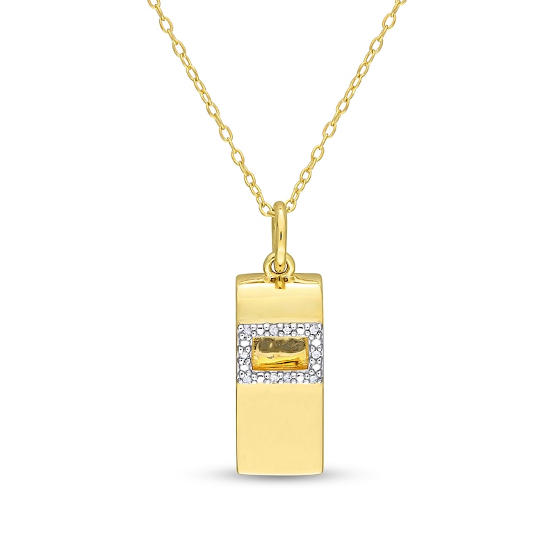 0.05 CT. T.W. Diamond Whistle Pendant in Sterling Silver with Yellow Rhodium