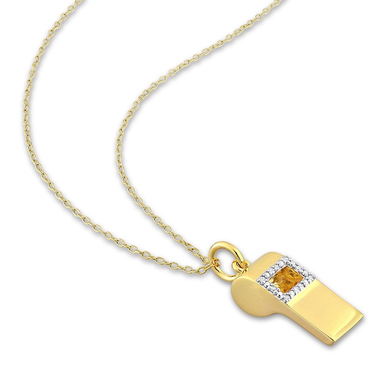 Main Image 3 of 0.05 CT. T.W. Diamond Whistle Pendant in Sterling Silver with Yellow Rhodium