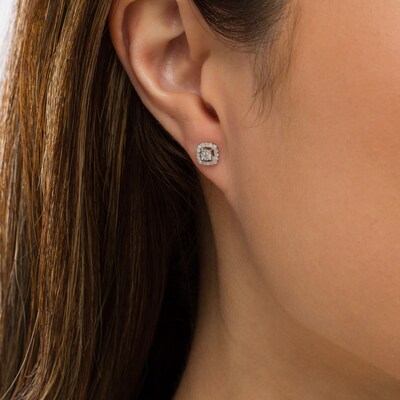0.145 CT. T.W. Diamond Cushion-Shaped Frame Stud Earrings in 10K White Gold (J/I3)