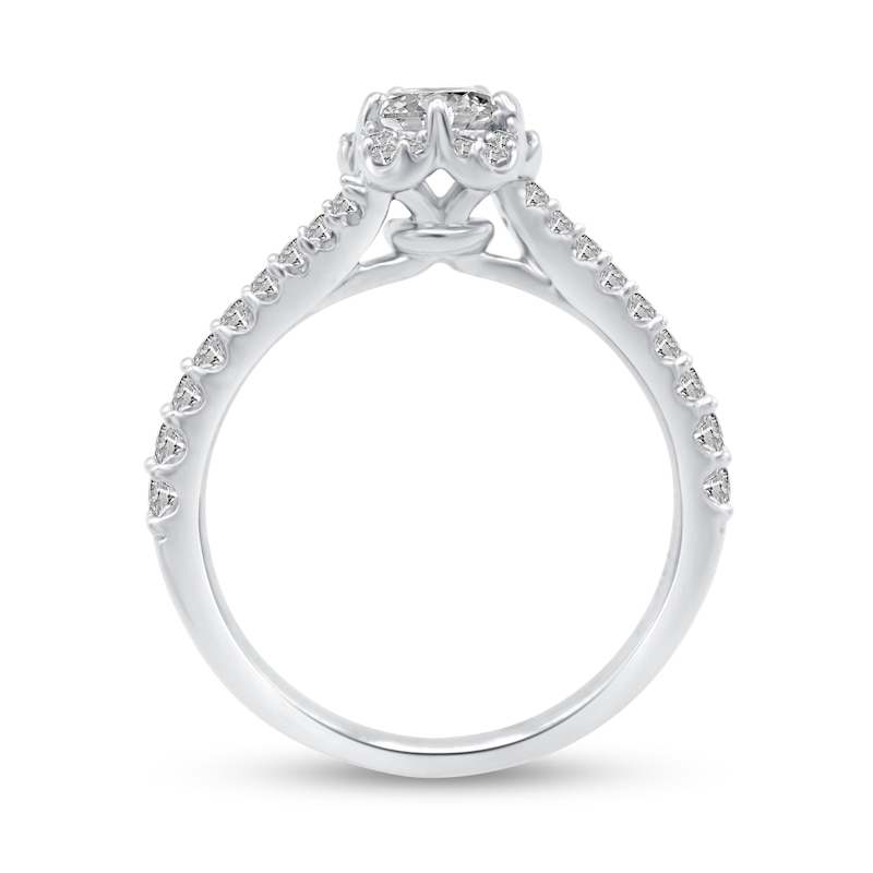 0.66 CT. T.W. Diamond Flower Frame Bypass Engagement Ring in 14K White Gold