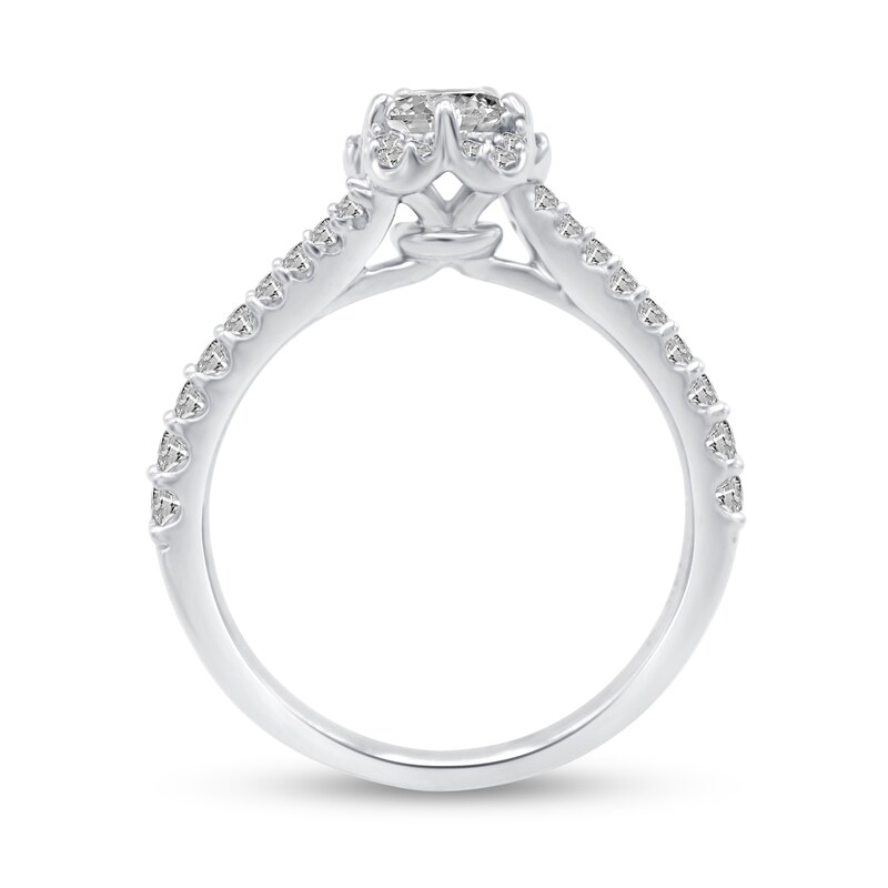 Main Image 3 of 0.66 CT. T.W. Diamond Flower Frame Bypass Engagement Ring in 14K White Gold