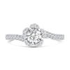 Thumbnail Image 4 of 0.66 CT. T.W. Diamond Flower Frame Bypass Engagement Ring in 14K White Gold