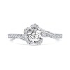 Thumbnail Image 5 of 0.66 CT. T.W. Diamond Flower Frame Bypass Engagement Ring in 14K White Gold