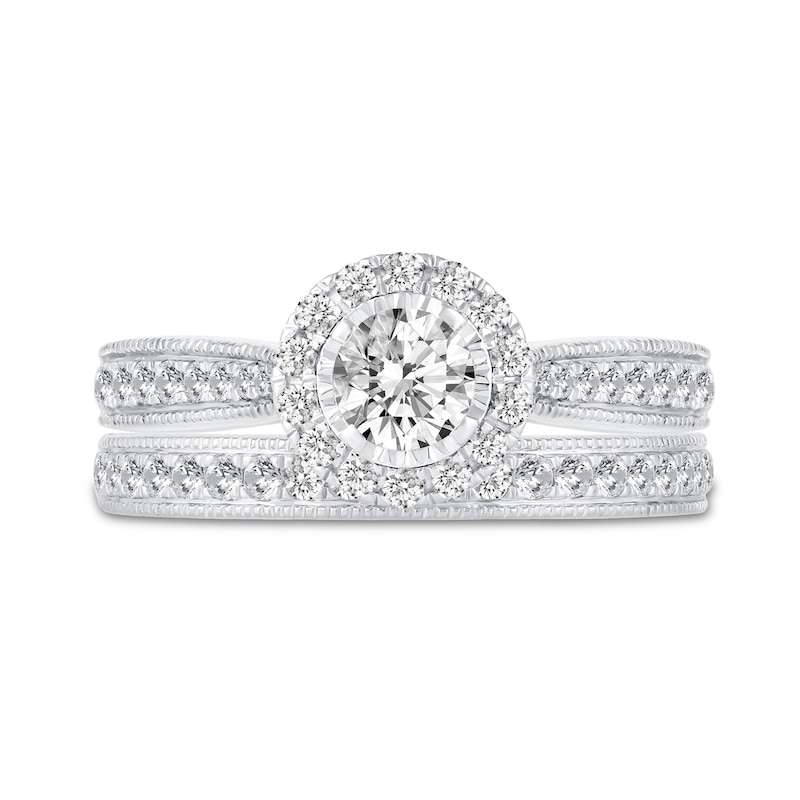 0.89 CT. T.W. Diamond Frame Bridal Set in 14K White Gold