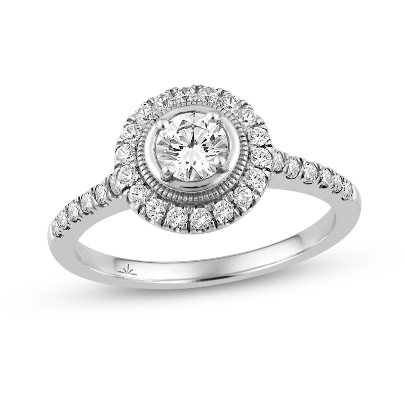 0.74 CT. T.W. Diamond Frame Engagement Ring in 14K White Gold