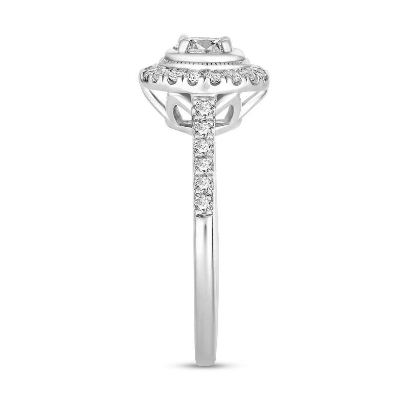 Main Image 3 of 0.74 CT. T.W. Diamond Frame Engagement Ring in 14K White Gold