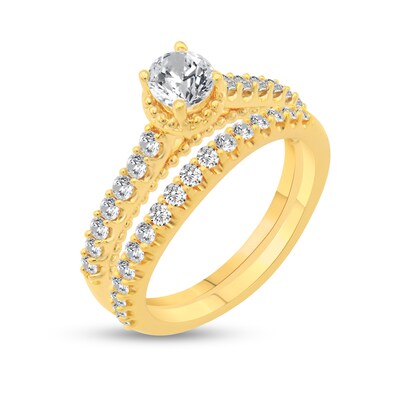0.95 CT. T.W. Diamond Beaded Frame Bridal Set in 14K Gold