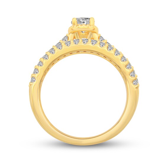 0.95 CT. T.W. Diamond Beaded Frame Bridal Set in 14K Gold