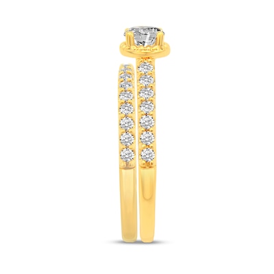 0.95 CT. T.W. Diamond Beaded Frame Bridal Set in 14K Gold