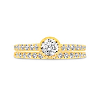 0.95 CT. T.W. Diamond Beaded Frame Bridal Set in 14K Gold