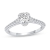 0.66 CT. T.W. Diamond Flower Frame Engagement Ring in 14K White Gold