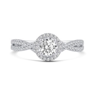 0.66 CT. T.W. Diamond Frame Split Shank Engagement Ring in 14K White Gold