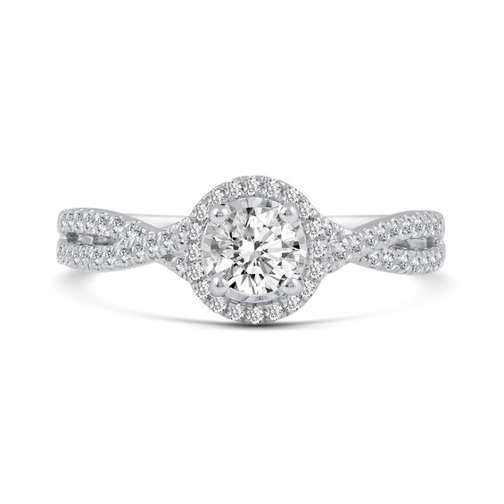 0.66 CT. T.W. Diamond Frame Split Shank Engagement Ring in 14K White Gold
