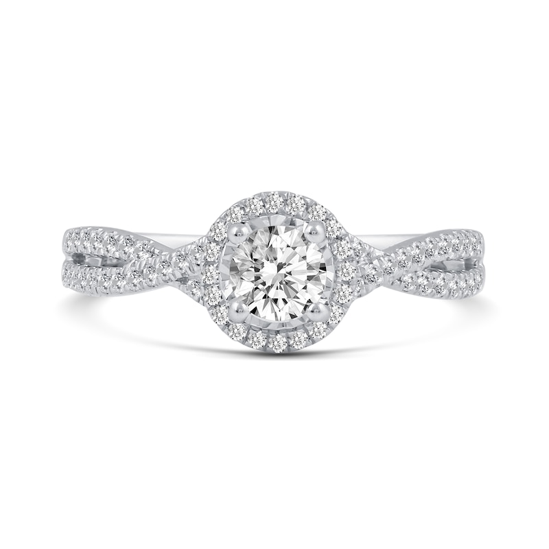 0.66 CT. T.W. Diamond Frame Split Shank Engagement Ring in 14K White Gold